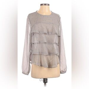 Ann Taylor Gray Ruffle Blouse
